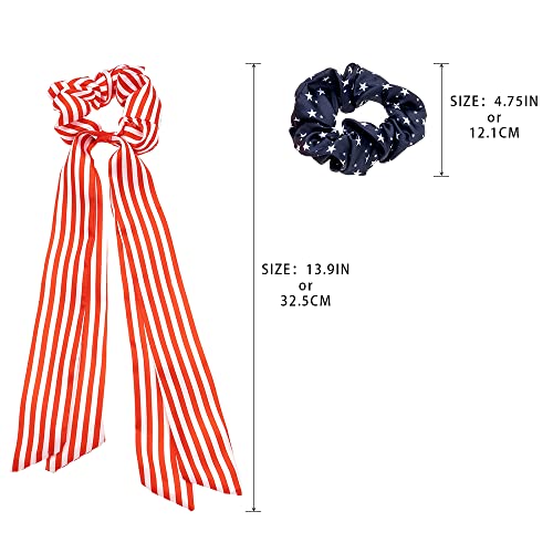 Madison Tyler Americana Collection | 2 Pcs Patriotic USA Star and Striped Elastic Scrunchies for Hair Ties | Hair Accessories Set
