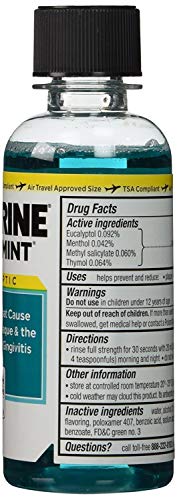 Listerine Cool Mint Antiseptic Mouthwash for Bad Breath, Travel Size 3.2 oz - Pack of 12