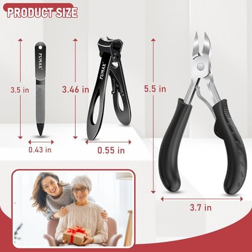 Toenail Clippers for Thick Toenails, Nail Clippers for Seniors with 15mm Wide Jaw Opening, Large Heavy Duty Toe Nail Clippers, Sharp Fingernail Clipper Nail Cutter Gifts for Men Women Dad Mom Him