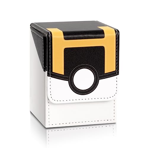 Collectible Trading Card Cases, Card Deck Box Storage Box Case Magnetic Deck Box Card Holder ,Can hold around 100 cards (Black-Yellow-White)