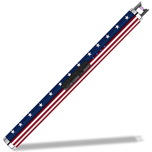 SUPRUS Electric Lighter Candle Lighter USB Type C Rechargeable Lighter with LED Battery Display and Safety Switch Windproof Best Souvenir for Independence, Memorial and Veterans Day(American flag)