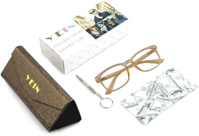 YEIN Bifocal Reading Glasses with Blue Light Blocking Lenses, Bifocal Reader for Women and Men, Vintage Square frame with Spring Hinge (+0.50/+3.00 magnification)