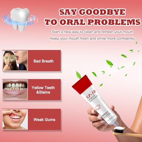 SP-10 Toothpaste Official, Sp-10 Probiotic Toothpaste, Ultra Whitening Sp 10, Deep Cleaning, Super Whitening & Stain Removal, SP 10 Fresh Mint Breath Formula with Probiotic (2 PCS)