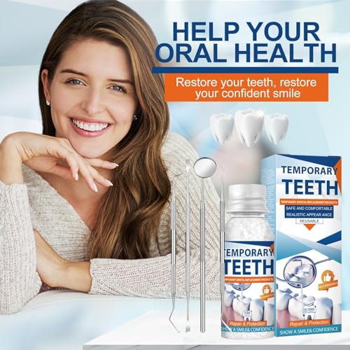 Tooth Repair Kit, Moldable Tooth Filling Repair Kit with 4 Dental Tool, Dental Care Kit Fixing The Missing and Broken Replacements, DIY Natural Filling Fake Teeth,Smile Confidently Again-8A