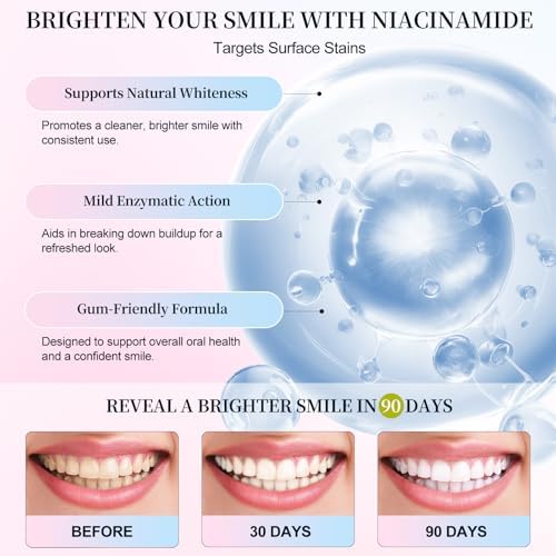 Niacinamide Whitening Toothpaste 3 Pack, Niacinamide Toothpaste, Freshening Breath & Deep Gentle Cleaning, 3.8Oz