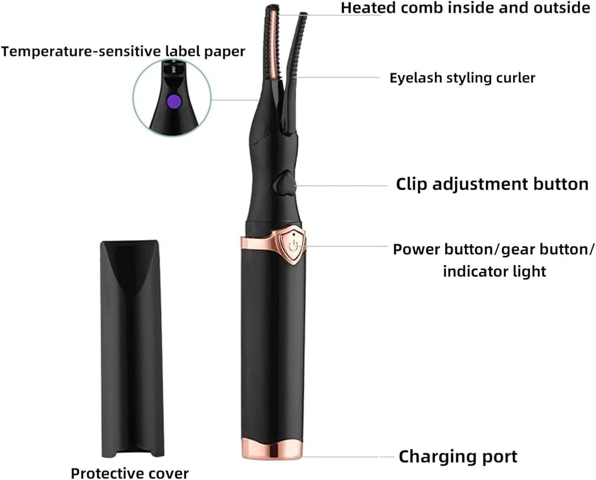 Electric Eyelash Curlers, 2025 New Heated Eyelash Curler, Eyelash Curler for Women, with 8s Fast Heating, 3 Adjustable Temperatures, USB Rechargeable for Long-Lasting Curls (White)