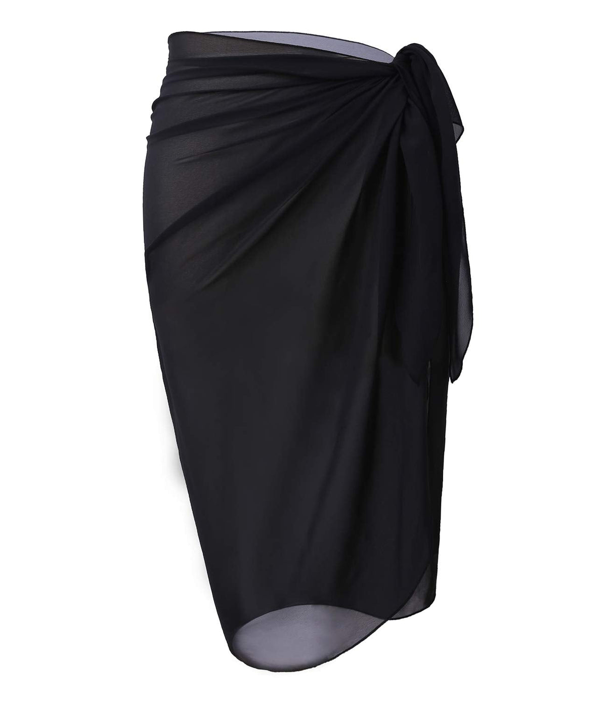 LIENRIDY Women's Swimwear Chiffon Cover up Beach Sarong Swimsuit Wrap Black Middle L-XL