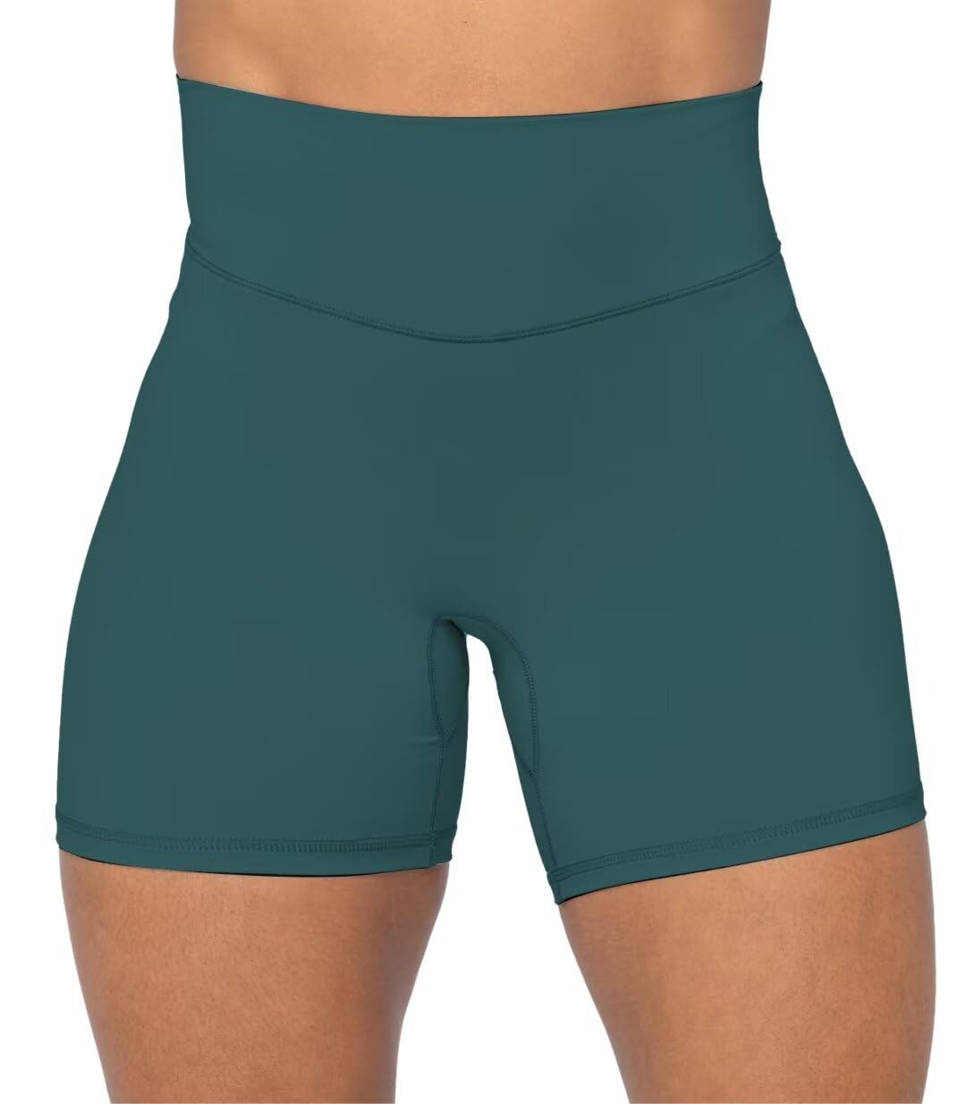 Sunzel No Front Seam High Waist Biker Shorts for Women, Squat Proof Yoga Workout Gym Bike Shorts 5" Forest Green X-Small