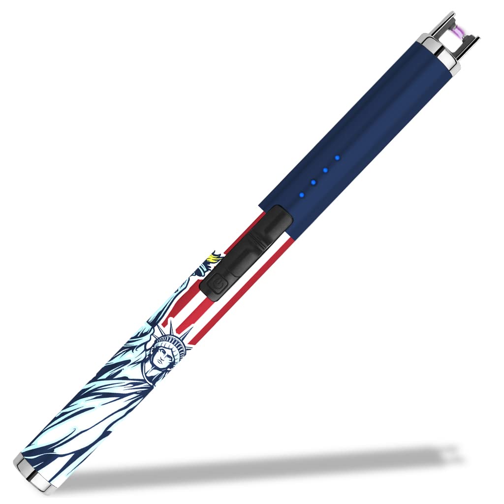 SUPRUS Electric Lighter Candle Lighter USB Type C Rechargeable Lighter with LED Battery Display and Safety Switch Windproof Best Souvenir for Independence Memorial and Veterans Day (Statue of Liberty)
