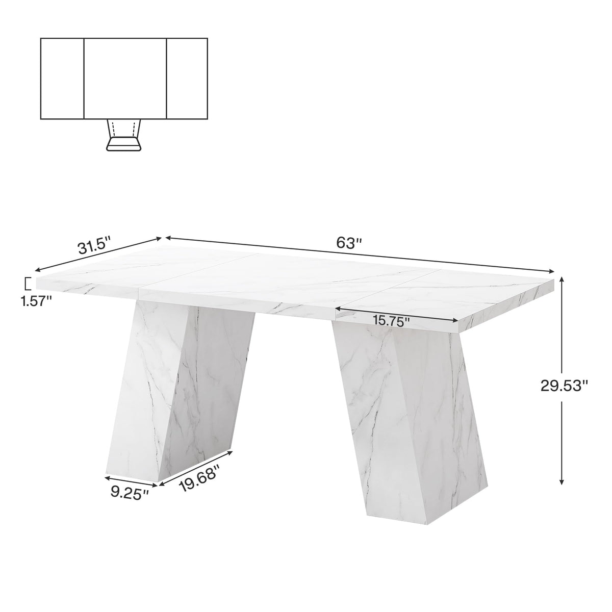 Tribesigns Modern Executive Desk, 63" Wooden Faux Marble Computer Desk with Base for Writing, White Large Simple Rectangular Workstation for Office, Conference, Meeting Room, Business Furniture & Home