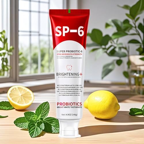 SP-6 Probiotics Whitening Toothpaste - Probiotics for Teeth Whitening and Gum Health - Enamel-Safe, Fluoride-Free, Double Mint Flavor,Fresh Breath (3)