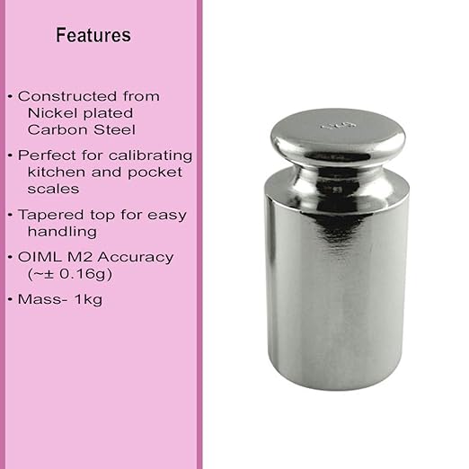 American Weigh Scales Calibration Weight for AWS Digital Scale, Chrome Plated, Carbon Steel, Chrome Finish, 1000G (1KGWGT)