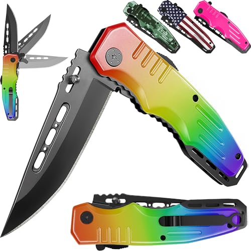 Pride Rainbow Pocket Knife - Colorful Knife for Children - LGBTQ Community - Pride LGBT Gift Idea Gay Pride Stuff - Pocket Knives - Best Gifts 6681 L