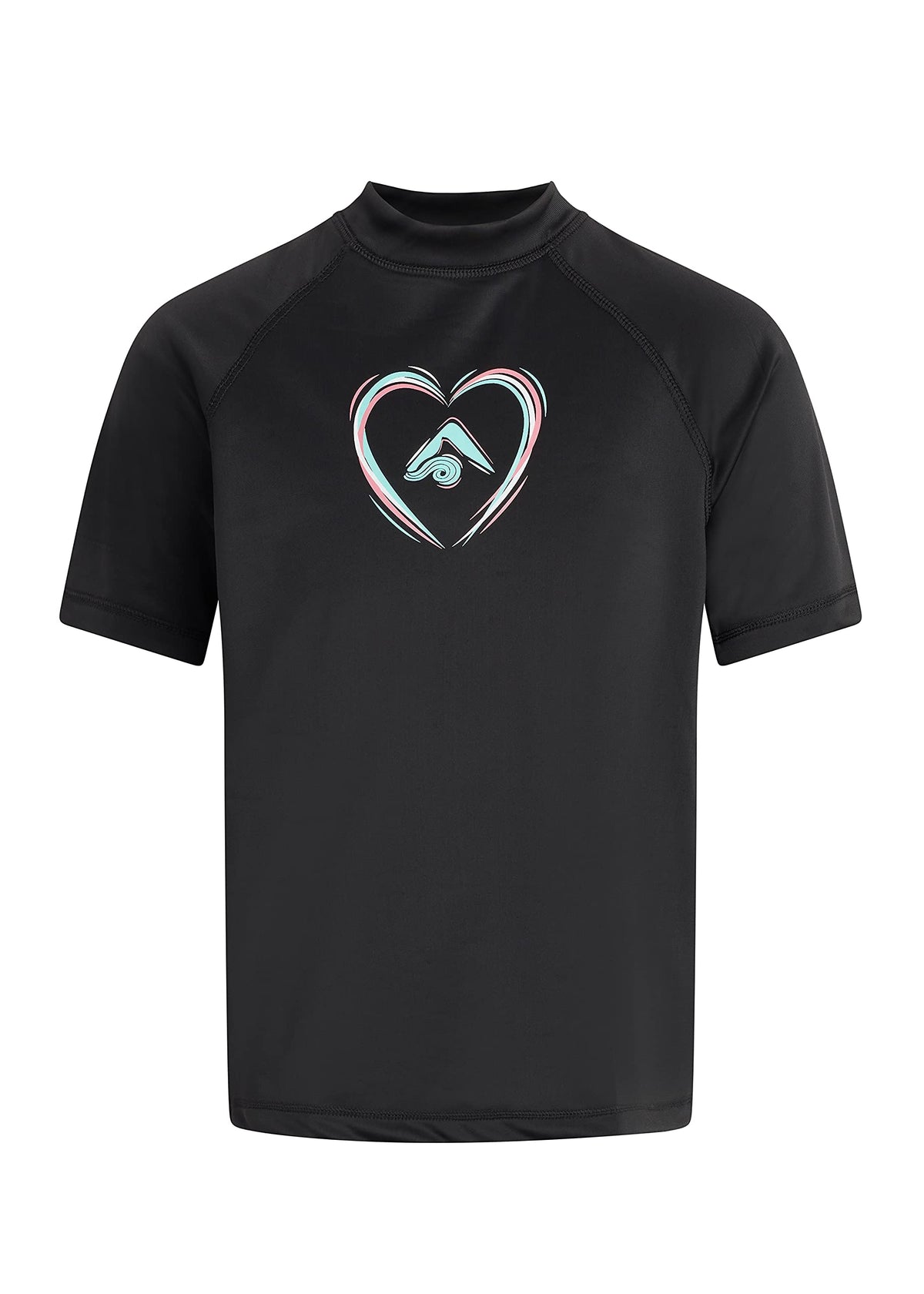 Kanu Surf Girls' Karlie UPF 50+ Sun Protective Rashguard Swim Shirt, Seafoam Black, 12