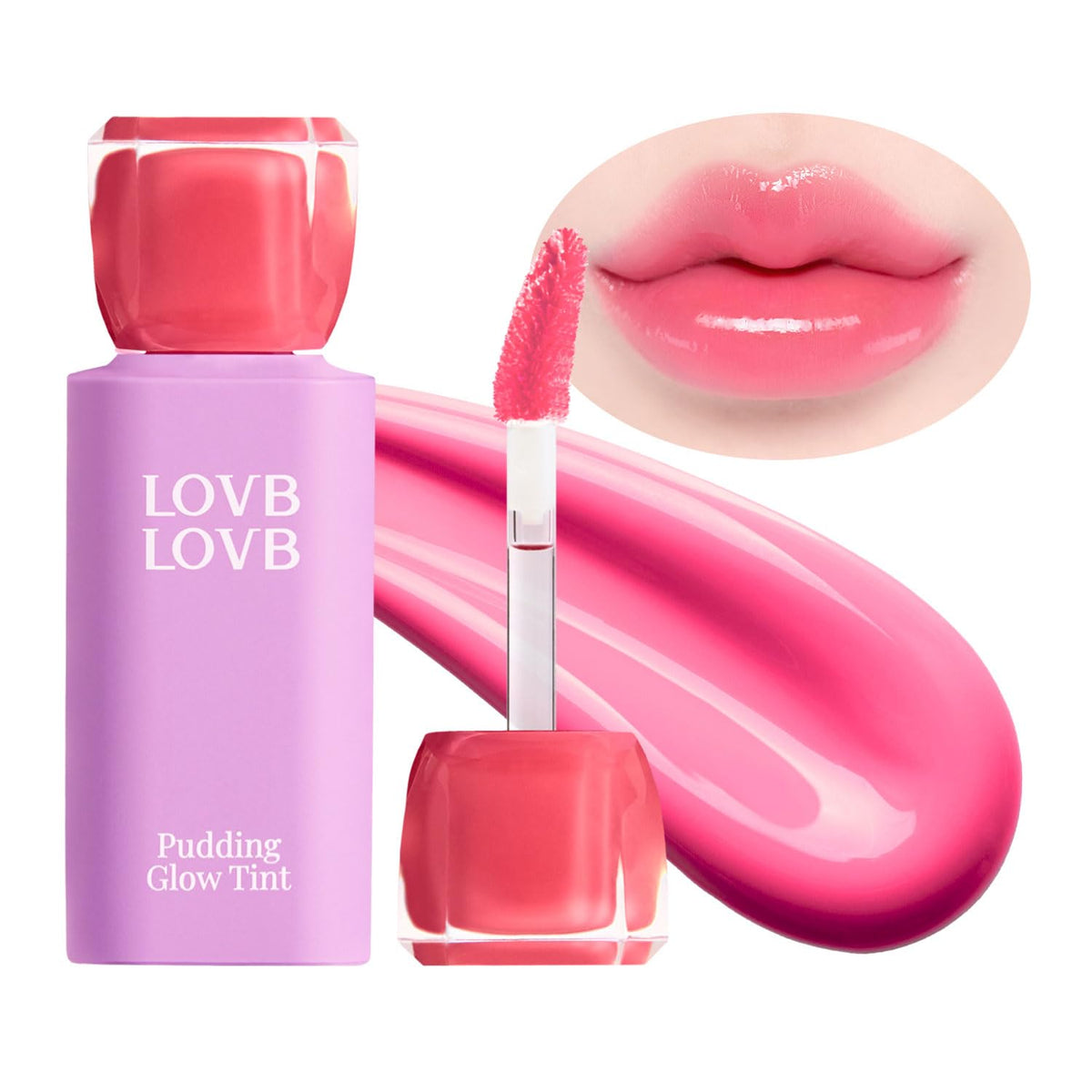 LOVB LOVB Pudding Glow Korean Lip Tint | Natural Lip Stain | Gloss to Stain | Long-Lasting & Non-Sticky | Lightweight Lip Tint 0.14 oz. (05 PINK LAMP)