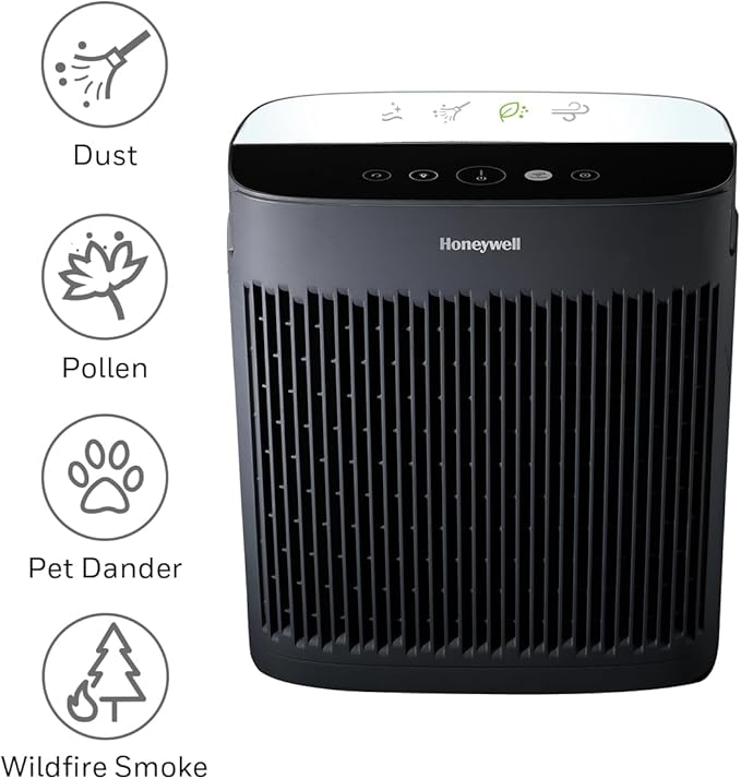 Honeywell InSight HEPA Air Purifier with Air Quality Indicator for Medium-Large Rooms (190 sq ft), Black - Wildfire/Smoke, Pollen, Pet Dander, and Dust Air Purifier