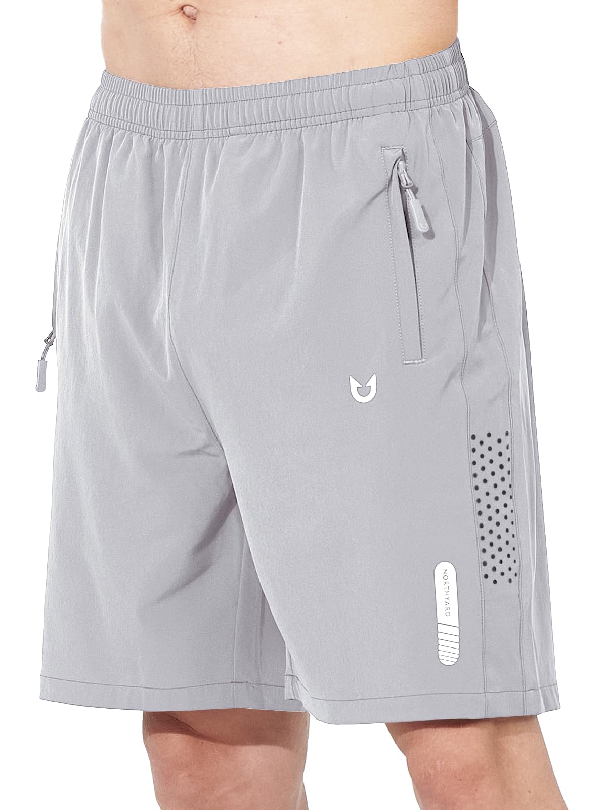 NORTHYARD Men's Athletic Running Shorts Quick Dry Workout Shorts 7"/ 5"/ 9" Lightweight Sports Gym Basketball Shorts Hiking Exercise GREY XS