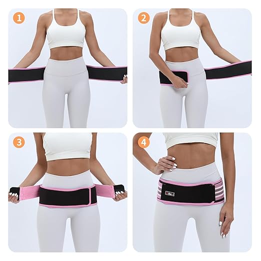 S-XXL Sacroiliac SI Joint Hip Belt for Women Men-Alleviate Sciatica|Pelvic|Back|Lower Back Support, Pelvic Support Belt, Adjustable Lumbar Pain Relief, Trochanter Belt,Pink, XL(Hip Size 52"- 63")