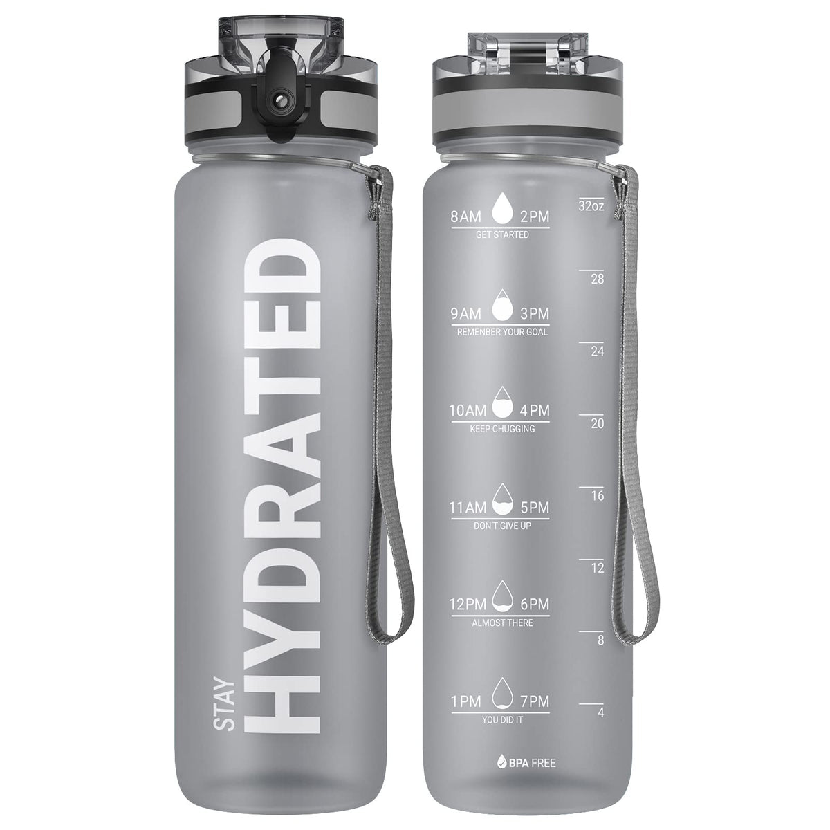 Sahara Sailor Water Bottles, 32oz Motivational Sports Water Bottle with Time Marker - Times to Drink - Tritan, BPA Free, Wide Mouth Leakproof, Fast Flow Technology with Clean Brush (1 Bottle)
