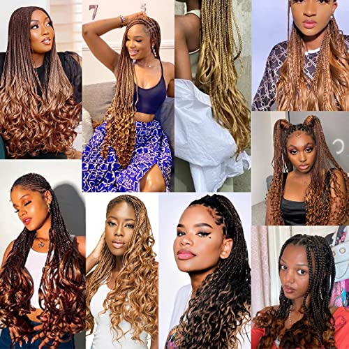 French Curly Braiding Hair 24Inch Loose Wavy 8 Packs #1B Black Bouncy Braiding Hair Extensions 75g/Pack Synthetic French Curl Crochet Hair Extensions(8packs,24Inch)