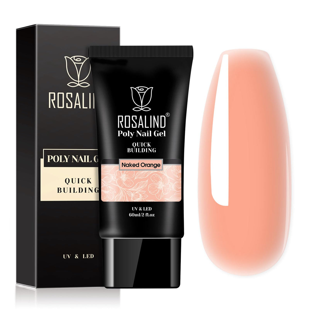 ROSALIND 2 oz Nude Poly Nail Gel, Fall Poly Extension Orange Gel Poly Builder Nail Quick Building Acrylic Nails Poly Extension Gel Poly Thickening Nail Art Design Natural