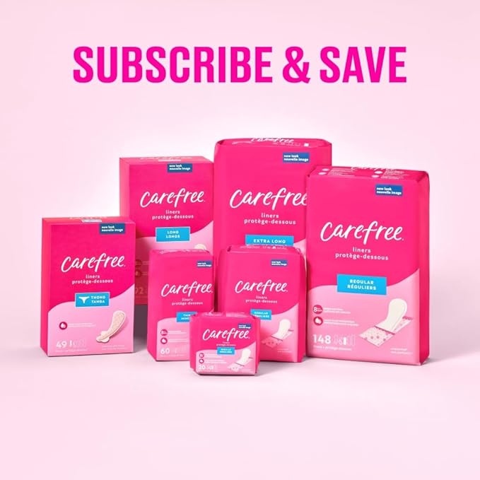 Carefree Panty Liners for Women, Thong Liners, Unwrapped, Unscented, 49ct | Pantiliners, Carefree Liners, Daily Liners for Women, Light Periods and Leaks | 49ct (Packaging May Vary)