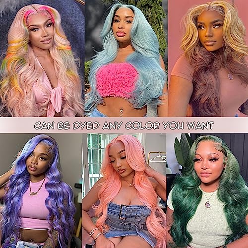 Alimubi 613 13x6 Lace Front Wig Human Hair 200 Density 613 Lace Front Wig Human Hair 30 Inch Body Wave Blonde Wig Human Hair(30 Inch)