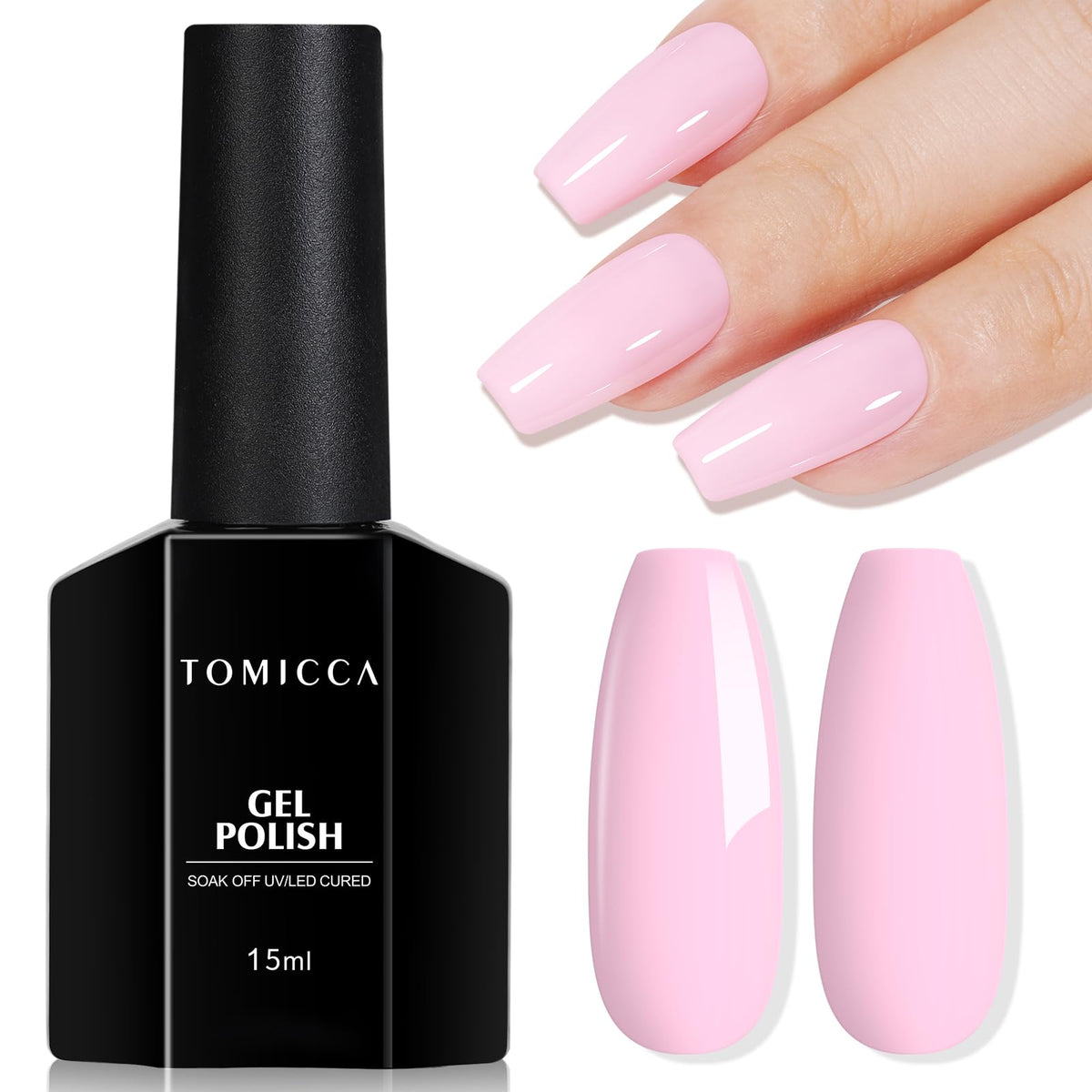 TOMICCA Gel Nail Polish, Baby Pink Nail Polish Gel, UV Light Pink Gel Polish, Cotton Candy Pink Nail Art Pastel Manicure Salon DIY for Spring Summer