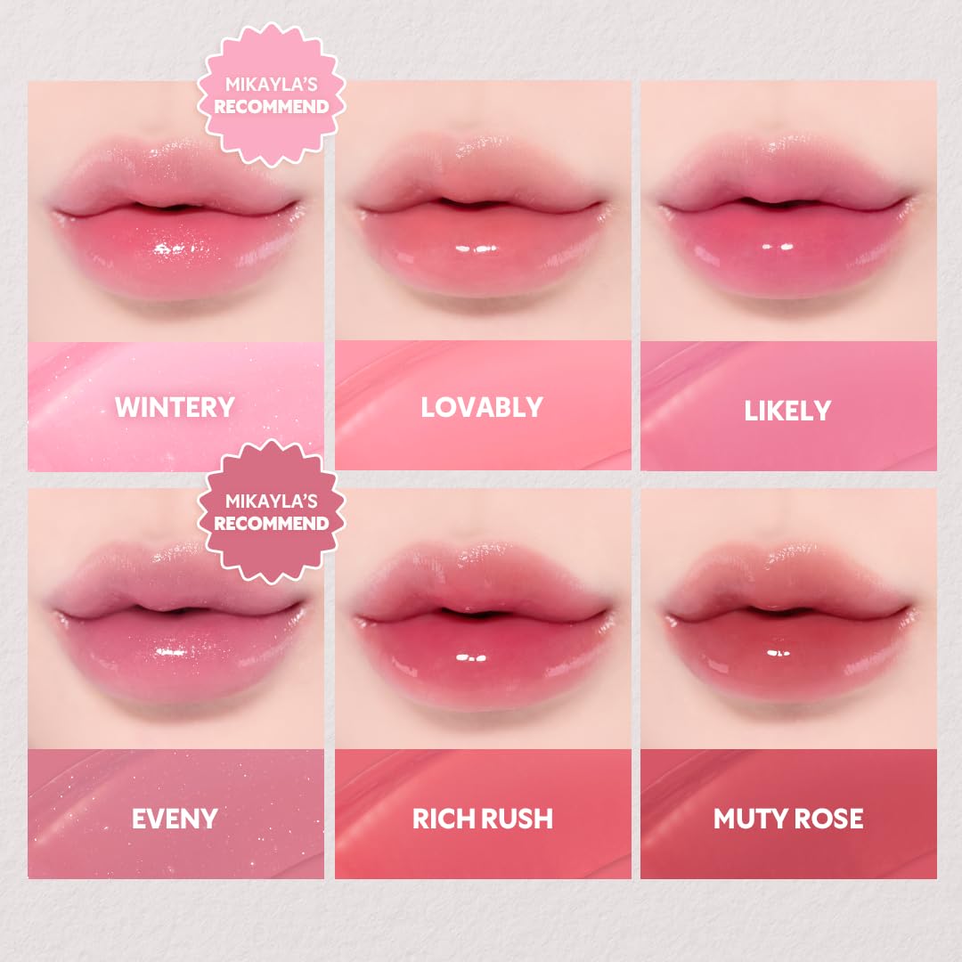 TIRTIR [*Mini Size Waterism Tinted Lip Gloss #18 Cherrid, 0.06 Fl Oz – Kiss Ready Lipgloss, 12H Long Lasting Non Sticky Natural Tinted Glow Korean Multiuse Cheek and Lip Tint for Women gift