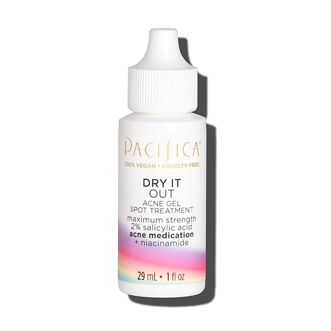 Pacifica Acne Spot Treatment & Pimple Cream – Dry It Out Gel with 2% Salicylic Acid, Witch Hazel, Niacinamide – Dries Blemishes Overnight, Fights Breakouts & Redness, For Teens & Adults, Vegan Clean