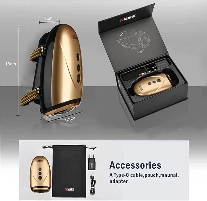 Barber Massager/Cordless Handheld Massager, Charge Neck/Legs/Hand/Face Massager, 2 Massage Nodes 2600AMH,Golden