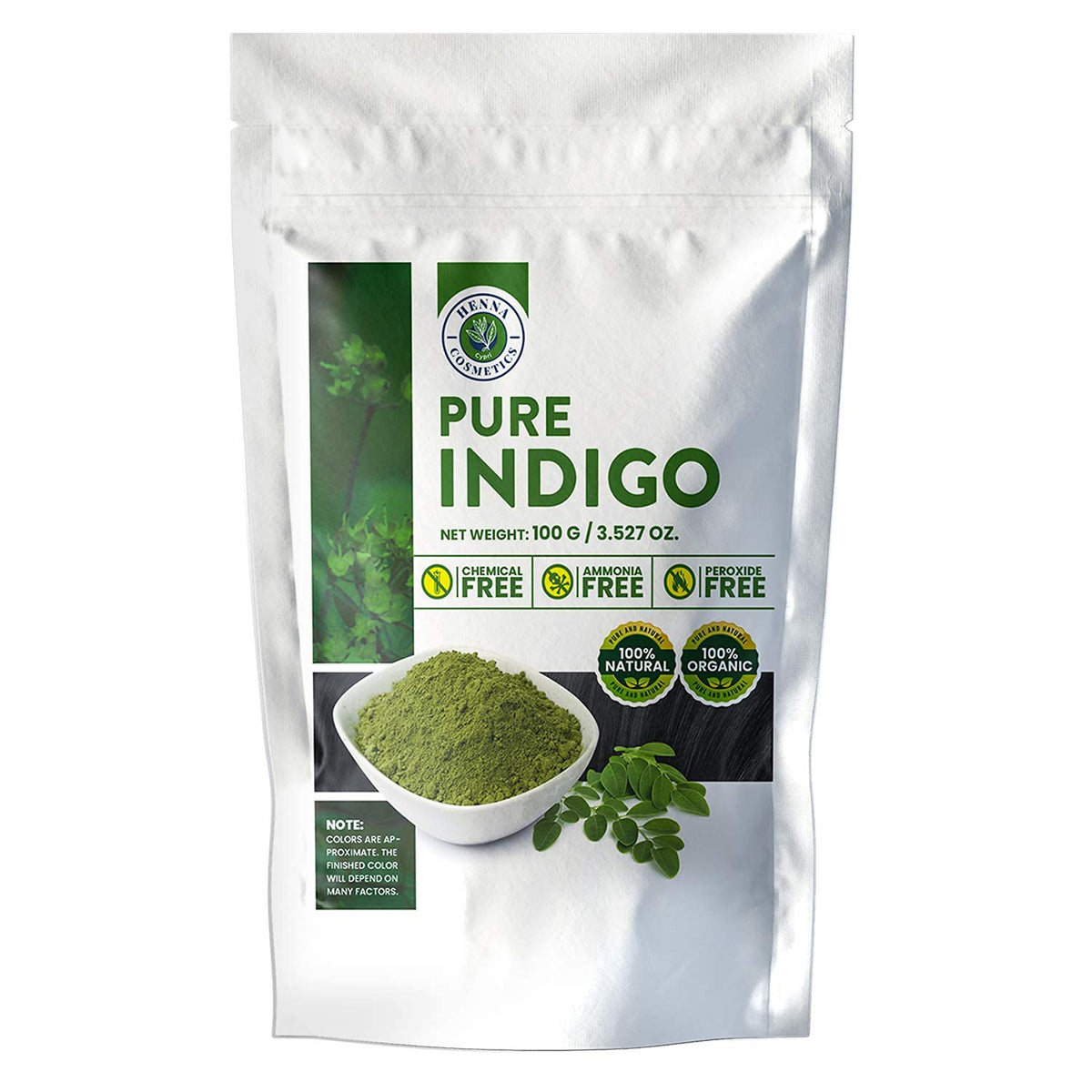 Henna Cosmetics Indigo Powder Natural Hair Dye Kit | Organic Black 100 Grams (3.52 Ounces)