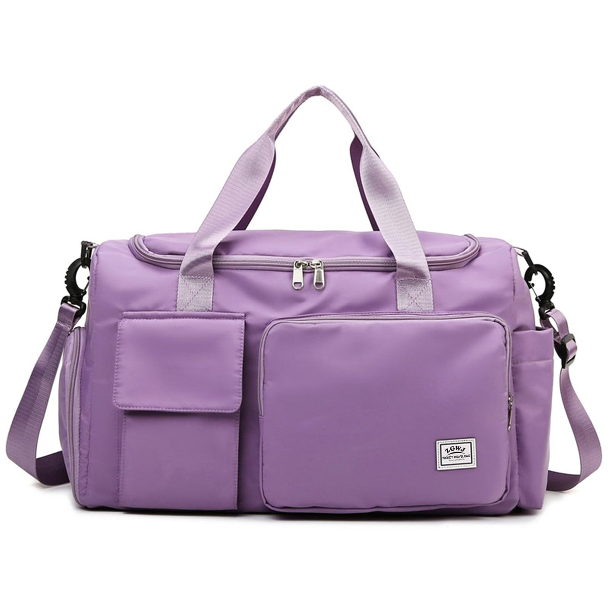Travel Duffel Tote Bag with Dry Wet Separation Pocket, Weekender Bag for Women and Men,Waterproof Bag with Shoe Compartment Lightweight and Easy Carry on Purple