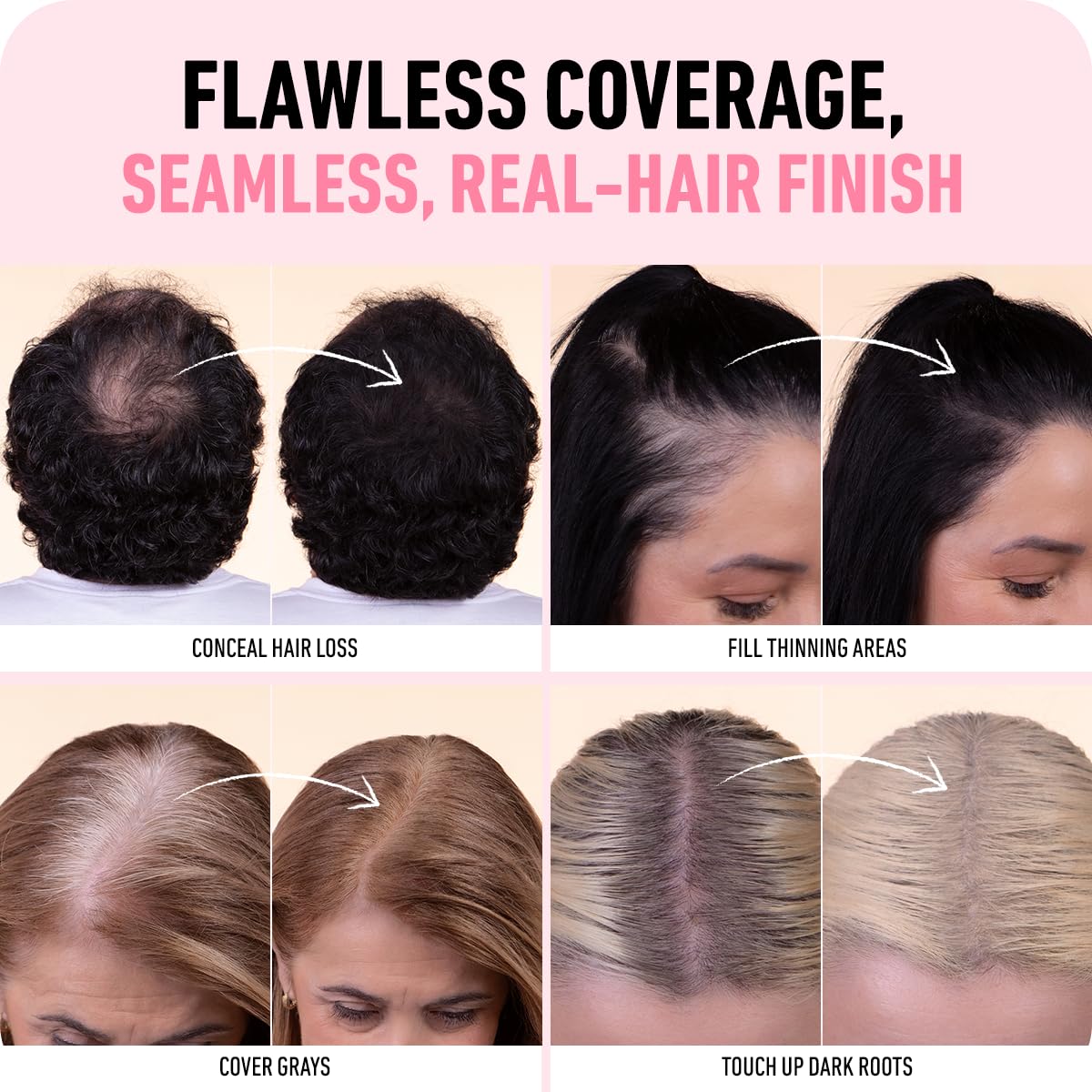 BOLDIFY Hairline Powder Color Sample Kit - Root Touch Up Hair Color for Gray Coverage - Bald Spot Concealing Hair Powder for Women & Men - 48-Hour Stain-Proof - Grays