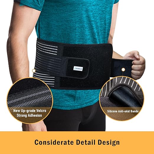 DARLIS Plus Size 4XL/5XL Back Brace with Inflatable Lumbar Pad - Extra Support More Effectively Relieve Lower Back Pain - Lumbar Support Belt for Big, Tall, Heavy Overweight Women, Men (Fit 56"- 61")