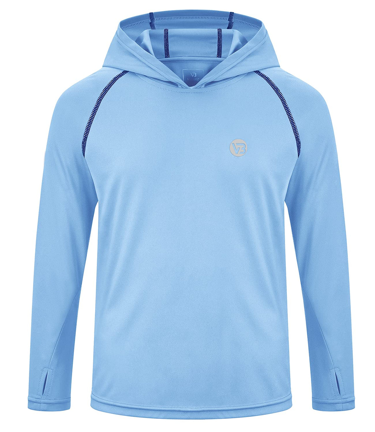 VEOBIKE Youth Long Sleeve Hoodies Shirts Quick Dry Kids Rash Guard Swim Shirts UPF50+ Sun Shirts Fishing Hiking Thumb Holes Sky Blue