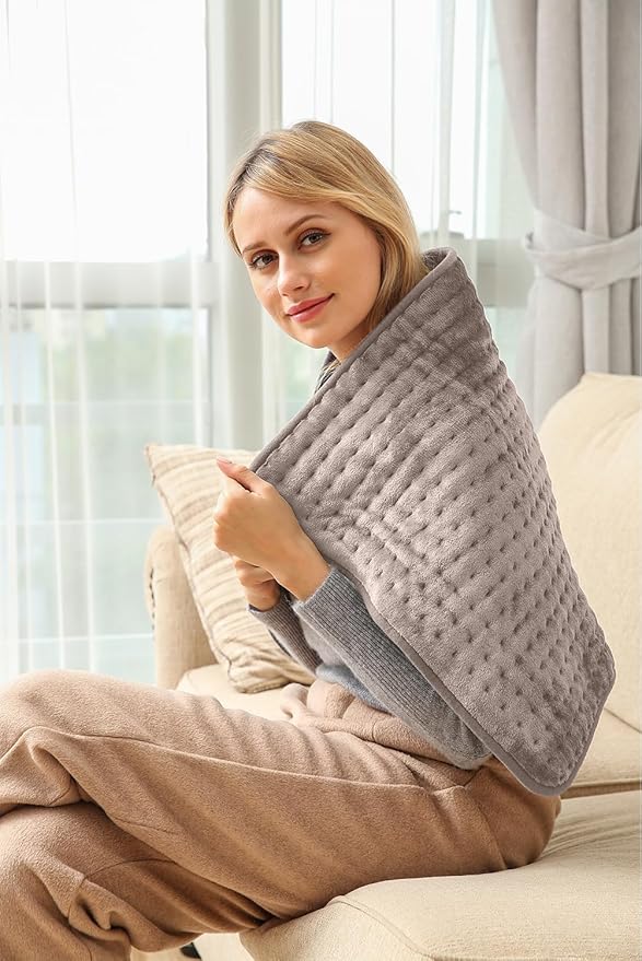 Ambershine 17''x33'' XXXL King Size Heating Pad with 12 Temperature Settings & 4 Auto-Off Countdown Timers, Pain Relief for Back/Neck/Shoulders/Abdomen/Legs, Christmas Gifts for mom dad (Light Tan)