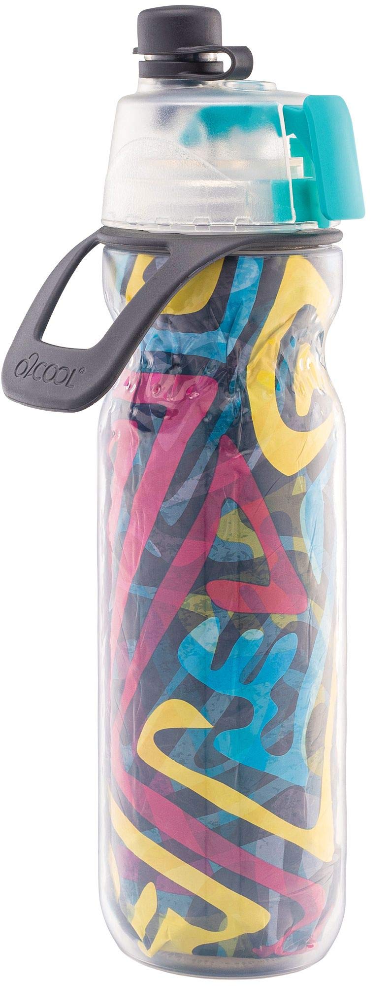 O2COOL Mist 'N Sip Misting Water Bottle 2-in-1 Mist And Sip Function With No Leak Pull Top Spout Sports Water Bottle Reusable Water Bottle - 20 oz (Artist)