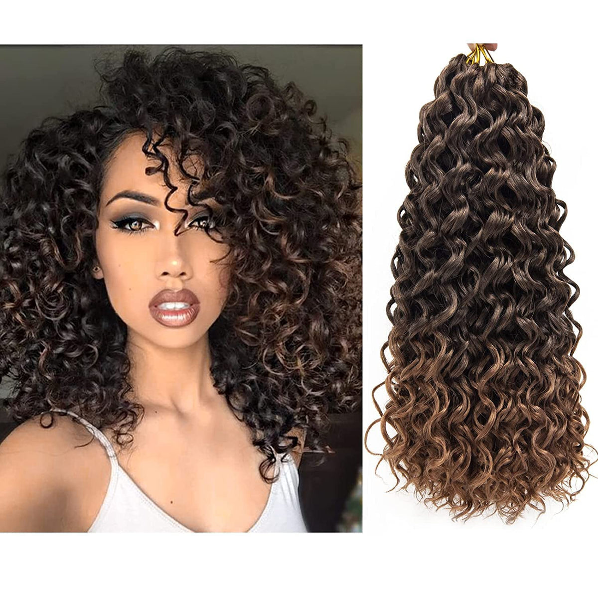 QRHSUKA Curly Crochet Hair GoGo Curl Crochet Hair for Women Ocean Wave Crochet Hair Synthetic Bohemian Crochet Braid Water Wave Crochet hair Extensions (12 inch(Pack of 6), T1B/30)