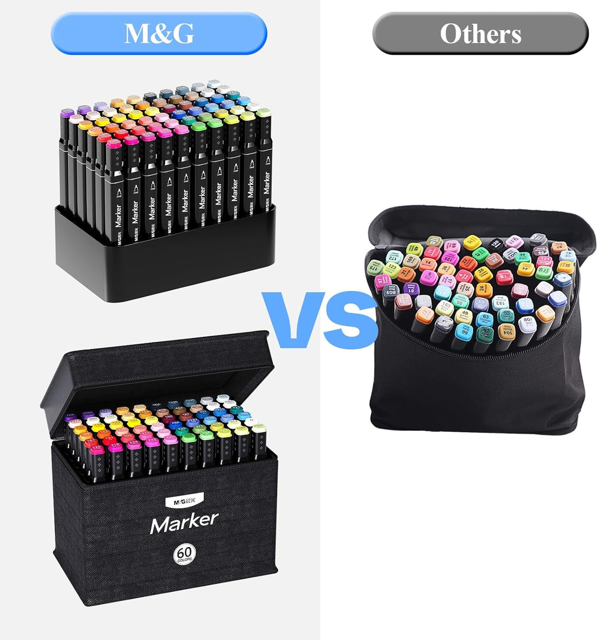M&G 60 Colors Dual Tip Alcohol Art Sketch Markers, Drawing Markers for Adult Coloring Books, Drawing, Sketching, Doodling, Art Projects, School Supplies