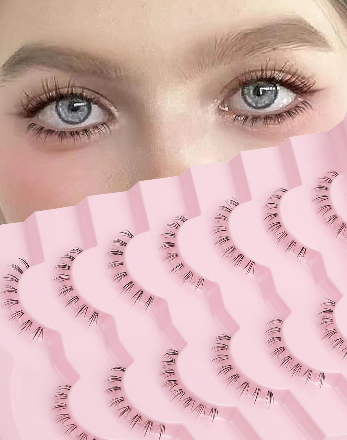 Bottom Lashes Clear Band Wispy Lashes Short C Curl Lower Lashes Natural Under Lashes Pack Jiocolor Cute Anime Bottom Eyelashes 7 Pairs R2, Black