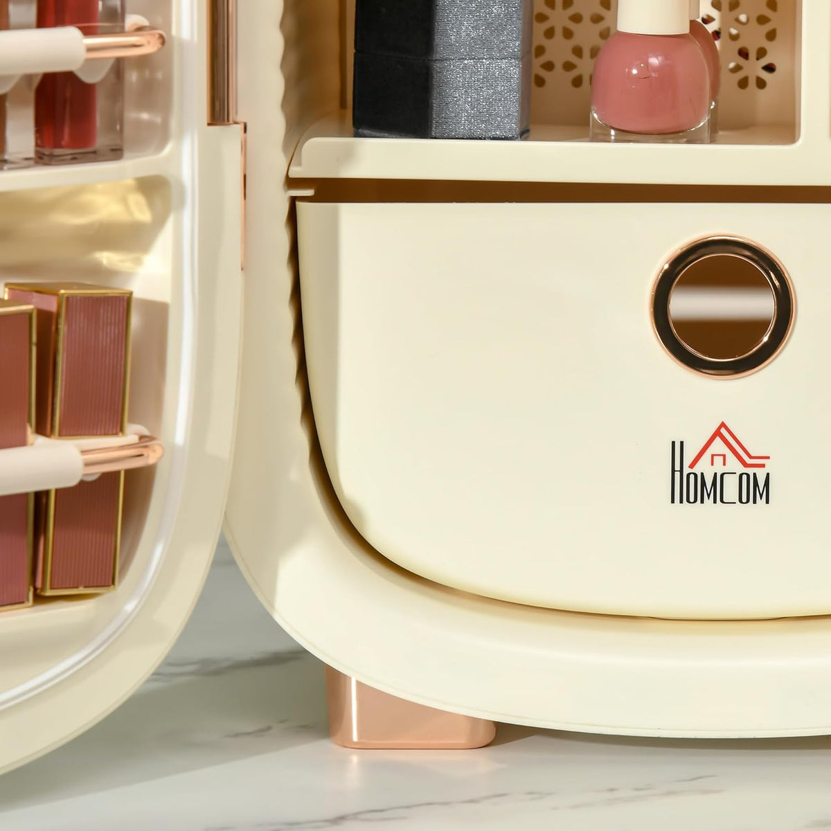 HOMCOM Portable Skincare Fridge with LED Display, 12L Mini Fridge for Beauty, Makeup and Cosmetics, Small Refrigerator Cooler for Bedroom, Home Office, Desktop, White