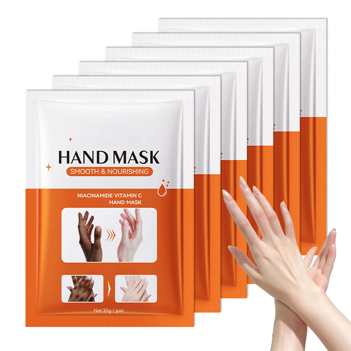 LZYLLS 6 Pairs Hand Masks Moisturizing Gloves, Hydrating Hand Mask Moisturizer Gloves Care for Dry Cracked Hands, Smooth Long Lasting Soft Firming Hand Mask Gift Set for Men Women(F