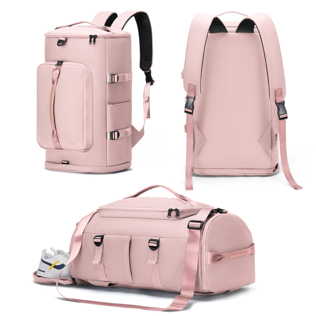 MIYCOO Gym Bag for Women and Men Sports Duffle Bag Travel Backpack Weekender Overnight Bag with Shoes Compartment and Wet Pocket Pink
