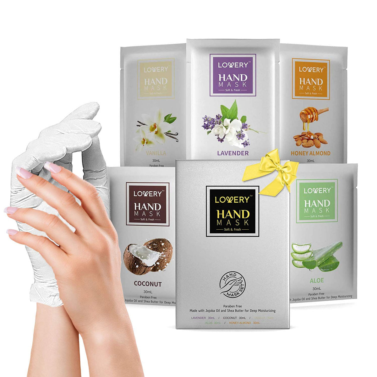 Mothers Day Gifts Deep Conditioning Hand Mask, 5 Pack, Coconut, Aloe, Honey Almond, Lavender, Vanilla, Made with Vitamin E, Shea Butter & Jojoba Oil, Gifts for Women Birthday, Gift for Mom Best Friend