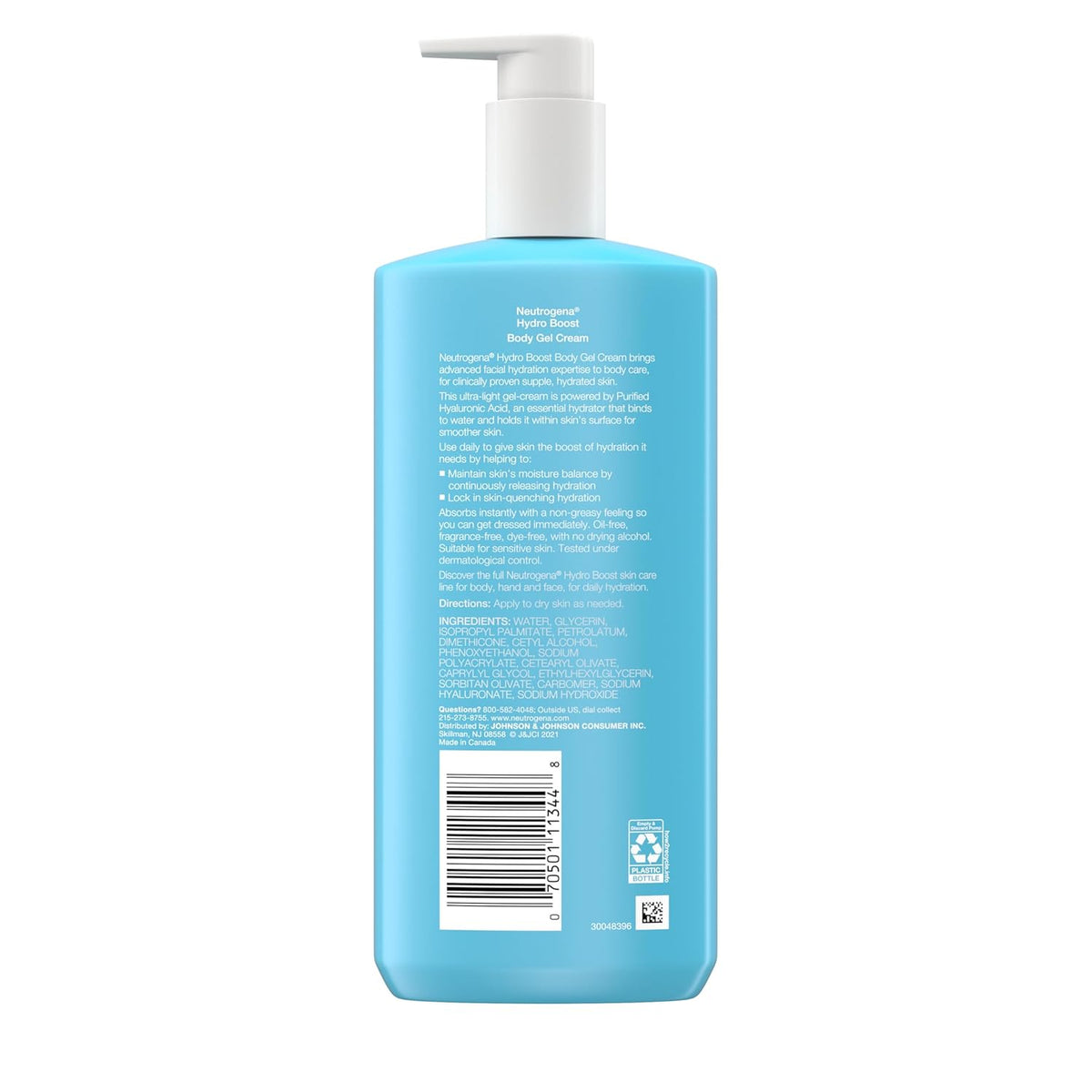 Neutrogena Hydro Boost Body Moisturizing Gel Cream with Hyaluronic Acid, Non-Greasy & Fast Absorbing, Lightweight Hydrating Body Lotion for Normal to Dry Skin, Fragrance-Free, 16 oz