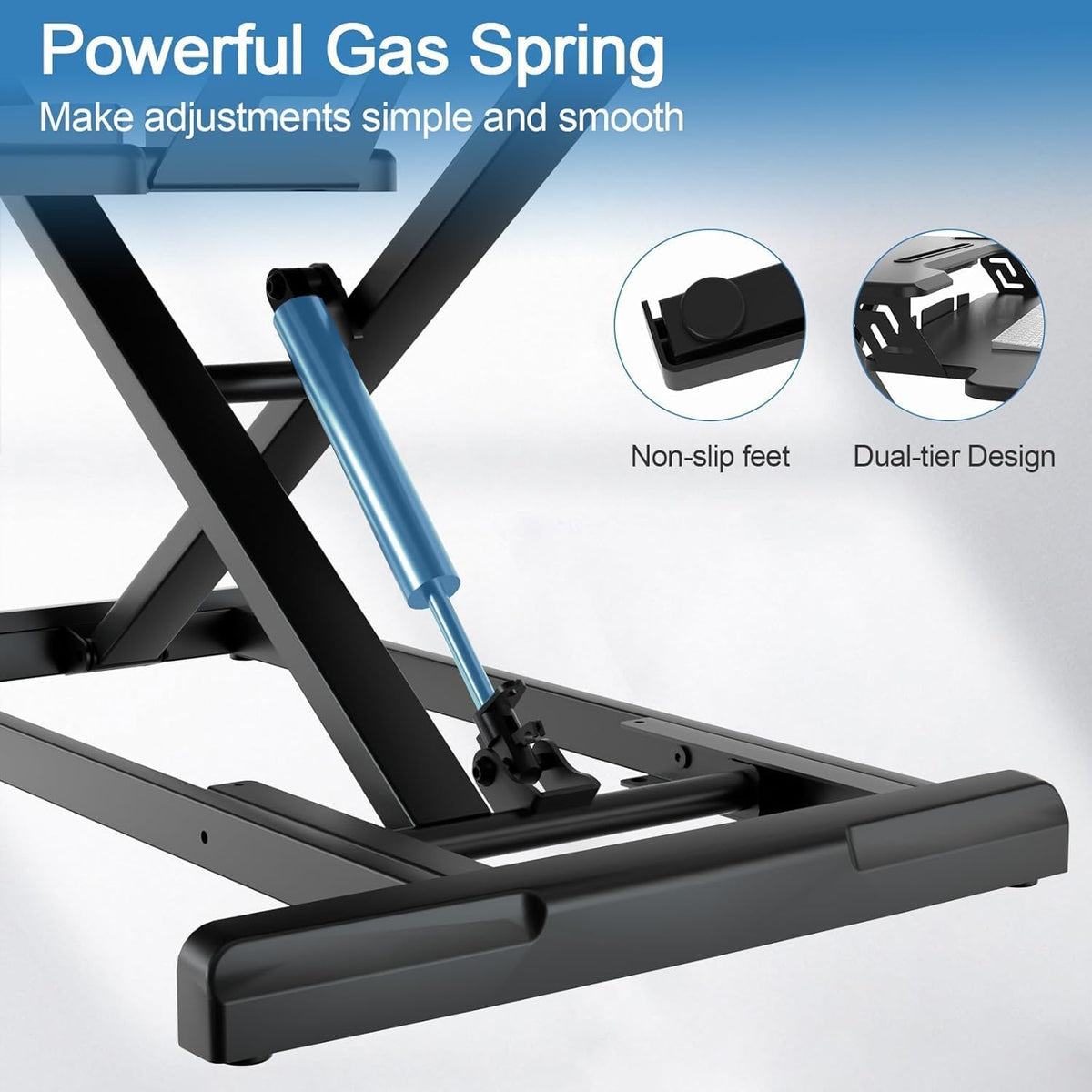 Standing Desk Converter 32 inch, Height Adjustable Sit Stand Desk Riser, Quick Sit to Stand Tabletop Dual Monitor Riser Workstation for Home Office with Keyboard Tray, Black