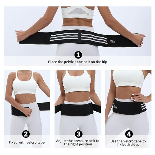 Sacroiliac SI Joint Hip Belt for Women Men-Alleviate Sciatica|Pelvic|Back|Lower Back Support, Pelvic Support Belt, Adjustable Sciatica Lumbar Pain Relief, Trochanter Belt(Black,M,Hip Size 32‘’-47‘’)