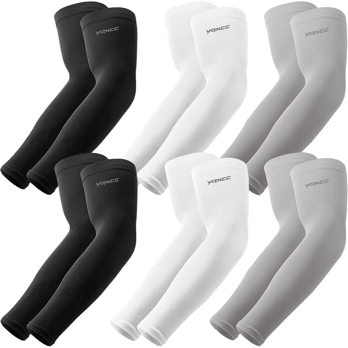 YQXCC 6 Pairs Arm Sleeves, Cooling UV Sun Protection Sports Compression Sleeves for Men Women, Golf Basketball Arm Sleeves