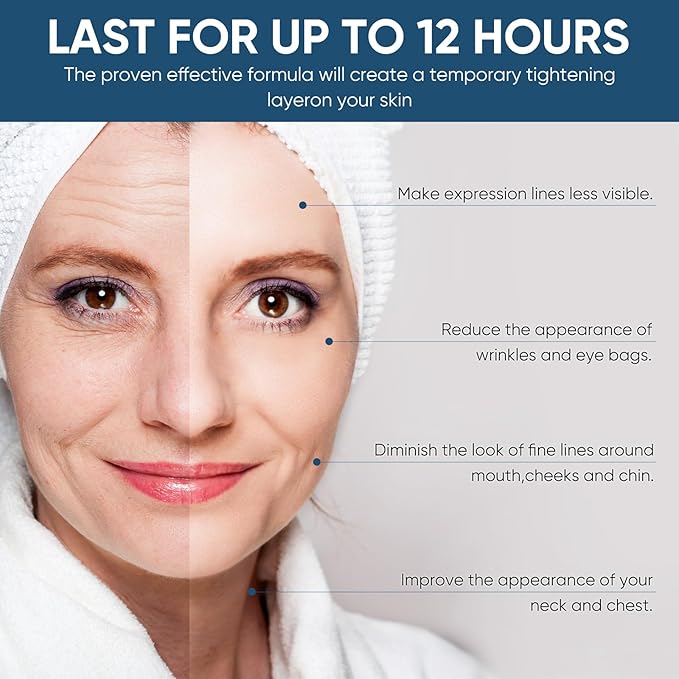 Instant Face Lift Serum, 2 Minute Temporary Skin Tightening Serum with Hyaluronic Acid, Visibly Lift & Firm Sagging Skin for Face & Neck